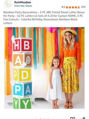 Rainbow Party Letter Block Decorations - Multicolor